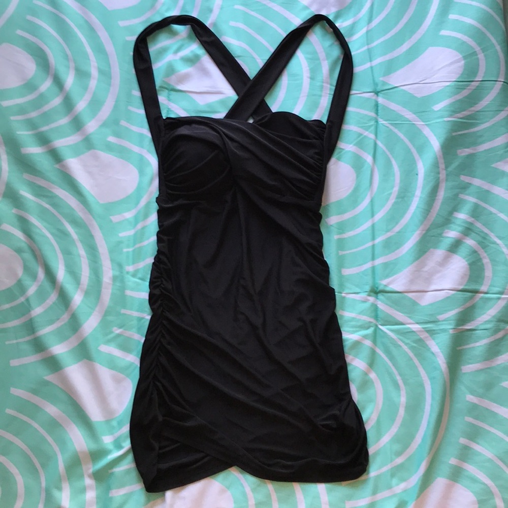 Pinup style criss cross top black